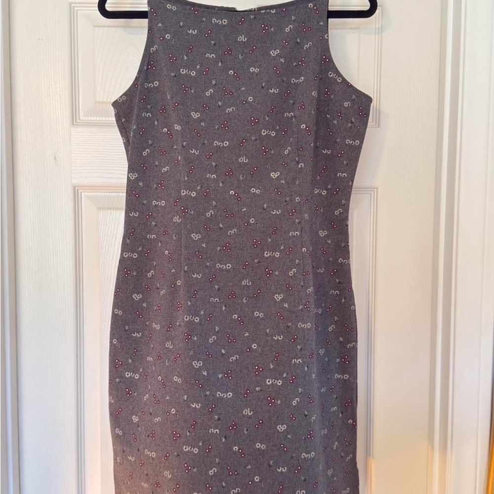 No Boundaries Gray Midi Dress with Red Patterns